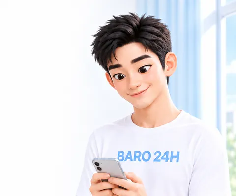 차분한 표정으로 안내하는 남성 3D 인물